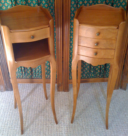 pair of vintage bedside tables - slim